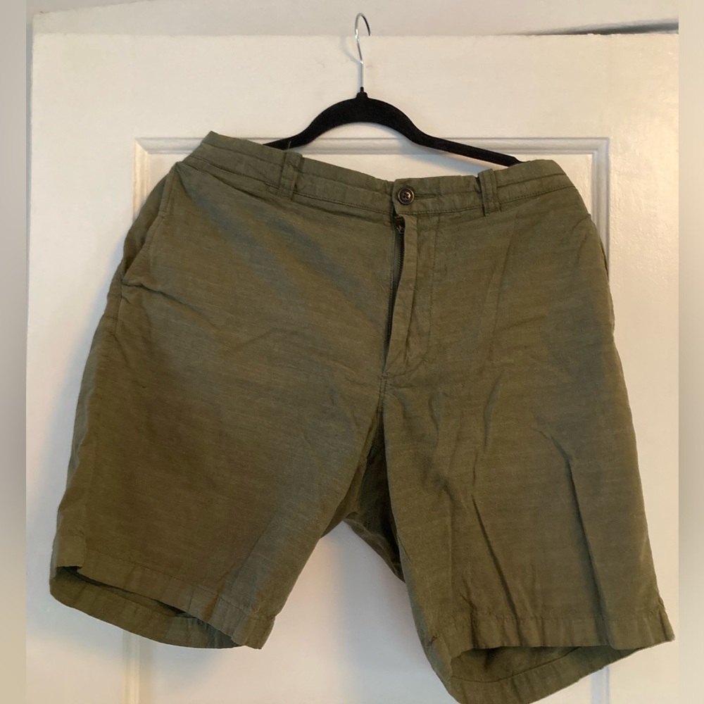 Olive Green Men's Linen Shorts J Crew